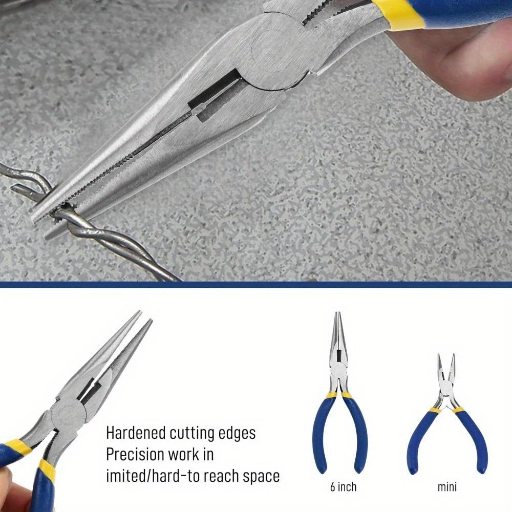 7-teiliges Mehrzweckzangenset Blaue Nutgelenkzange Spitzzange Gleitgelenkzange Kraftseitenschneider für Heimwerker