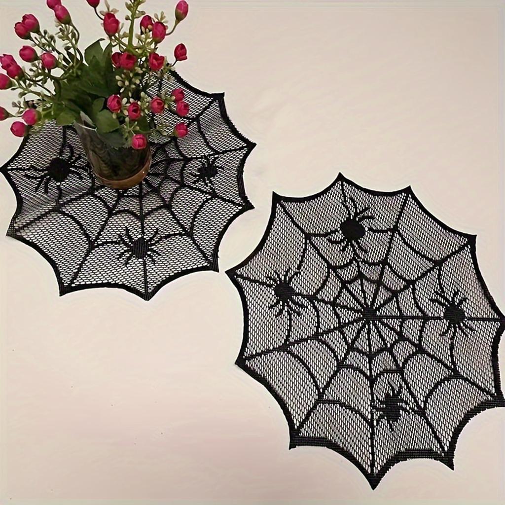 Spider Web Tablecloth Fireplace Scarf Disposable Bat Spider Table Runner Lampshade Decorative Lace for Party Home Decor