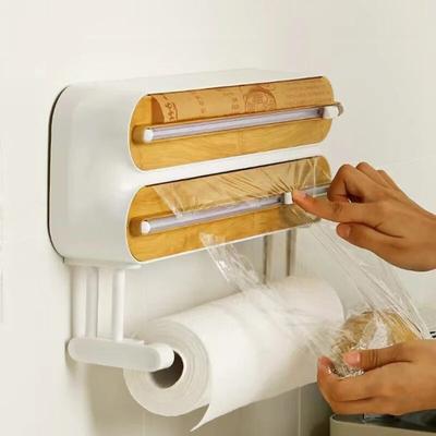 3-in-1-Spender für Frischhaltefolie, magnetisch und selbstklebend, Spender für Frischhaltefolie, Schneider, Küchenwerkzeug, Aluminiumfolie, Backpapierschneider