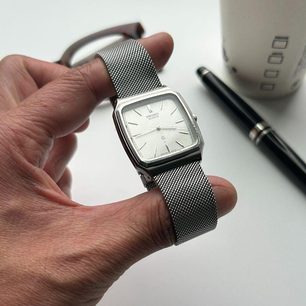 Used [Vintage 80s] SEIKO Twin Quartz Tank Silver Dial