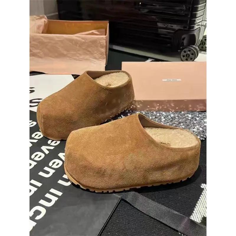 Fashion Shoes Woman 2024 Round Toe Clogs Platform Slip-on All-Match New Summer Creepers Slip On Comfortable Concise Slipper Slides