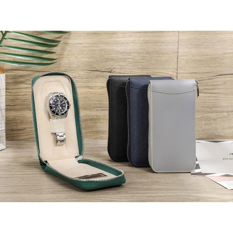 Genuine Leather Storage Case Portable Travel Watch Cases Handmade Portable Jewelry Accessory Organizer Box for Men Women