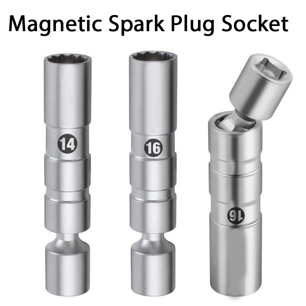 Magnetic Spark Plug Socket For Handling 14/16mm Spark Plugs Universal Joint Flexible Socket Thin Wall 3/8" Drive Car Repair Too