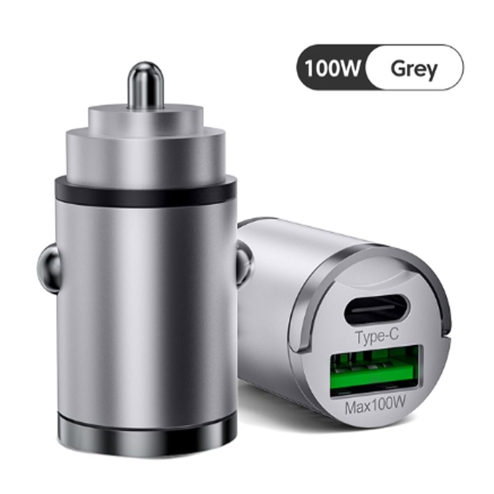

QC3.0 USB Car Charger Fast Charging Car Phone Charger for Mobile Phone Car Charger grey-type-+max100w