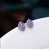 Inspiration Craft  Inlaid Crystal Natural Chalcedony Violet Geometric Stud Earrings Exquisite Charm Ladies Jewelry