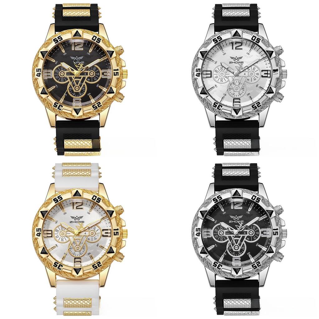 Casual Sports Silicone Watch For Men With Quartz Movement And Round Dial