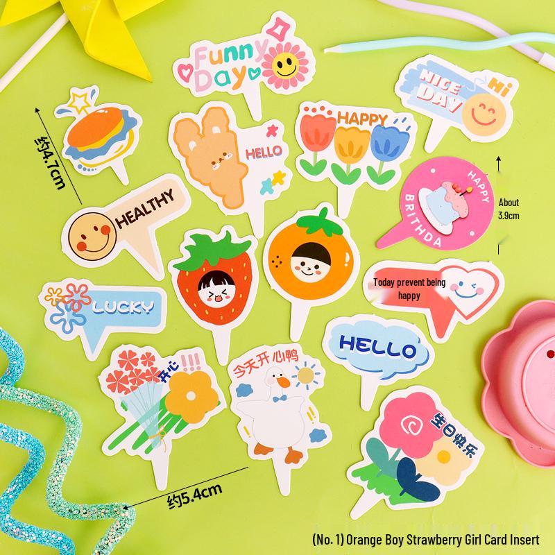 Sushi Cartoon Cupcake Toppers - Cute Mini Dessert Cards for Children's Day & Birthday Decorations