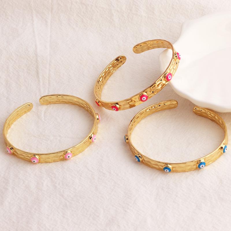 18K Gold Plated Cuff Band Bracelet For Women Fashion Evil Eye Bangle Luxury Crystal Bracelet Indian Bangles Women Accessories