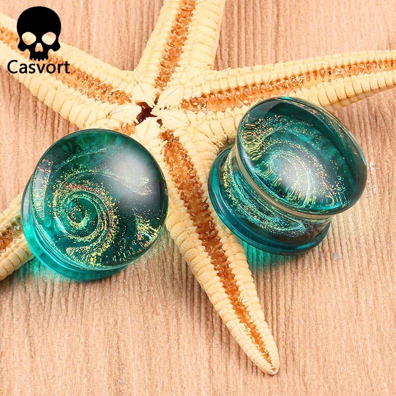 Casvort 2PCS New Glass Ear Body Jewelry Earrings Expanders Piercing Plugs Strechers Ear Gauges Gift For Women Men Gift