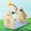 Stable Wooden Bird Platform with Tray Cockatiel Grinding Sticks  Cage Use