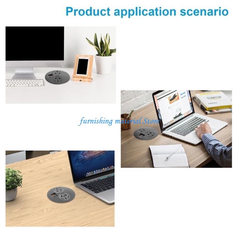 Y5GD Round Desk Embedded Power Outlet with USB C Desktop Charging Station for Office