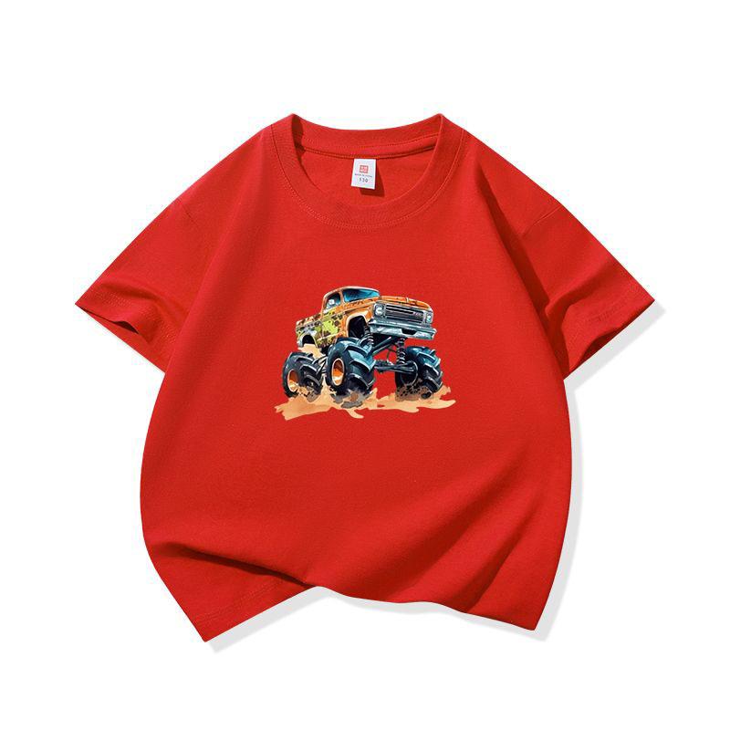 Kids Cotton T Shirt Cute Colorful Offroad SUV Print Crew Neck Short Sleeve Tee Casual Boys Girls Summer Tops 100