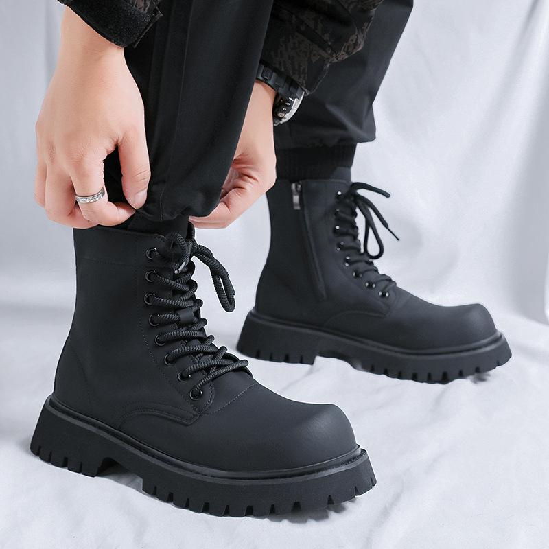 Long Martin boots men's British style high-top leather shoes 2024 new locomotive boots heightening leather boots 32058-J