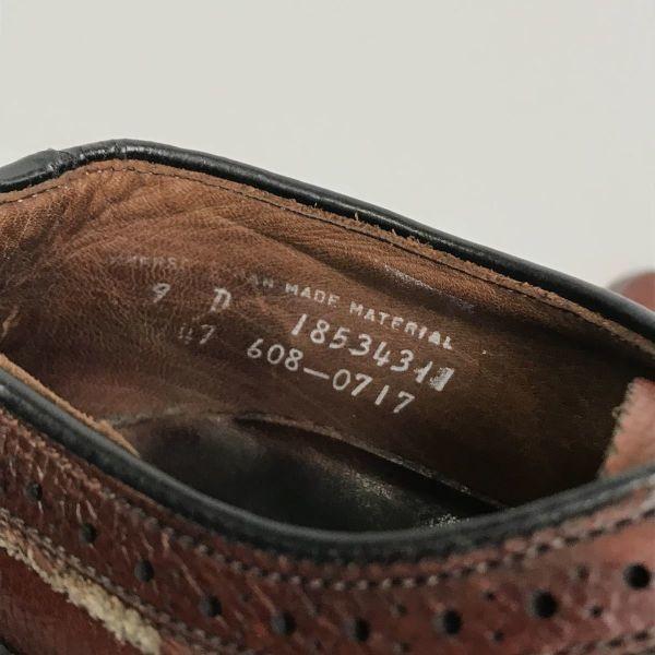 Vintage 70s-80s Unknown Brand American Full Brogue Long Wingtip Shoes Brown 9D 26.5-27.0(USED)