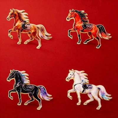 1/4Pcs Year Of The Horse Enamel Pin For Unisex Zodiac Horse Pony Brooch Clothing Backpack Accessory Metal Badge  Year Gift