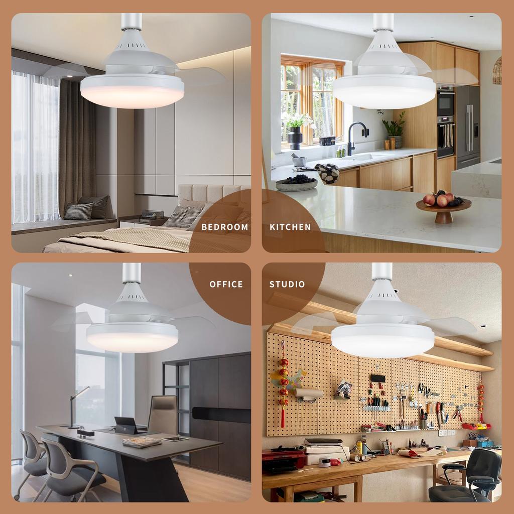Modern LED Multifunctional Ceiling Light 40cm Remote Control Silent Invisible Fan Blade Living Room Office Study