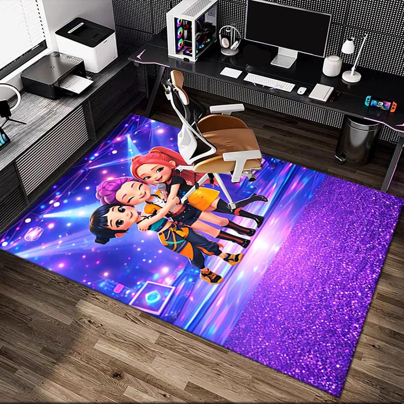 1pc General-purpose Rug, Kpop Demon Hunters Printed Area Rug, Comfortable Office Chair Carpet, Home Entrance Floor Mat