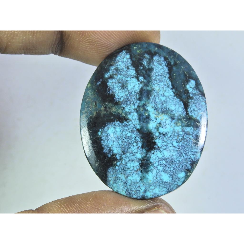 58Cts. Natural Tibetan Turquoise Oval Cabochon Loose Gemstone 29X37X05MM C-196