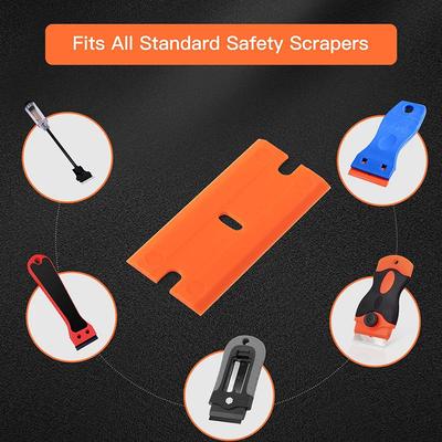 100 Pcs Replacement Razor Scraper Blades - Plastic Scraper for Car Sticker Decals Window Glass Glue Removal