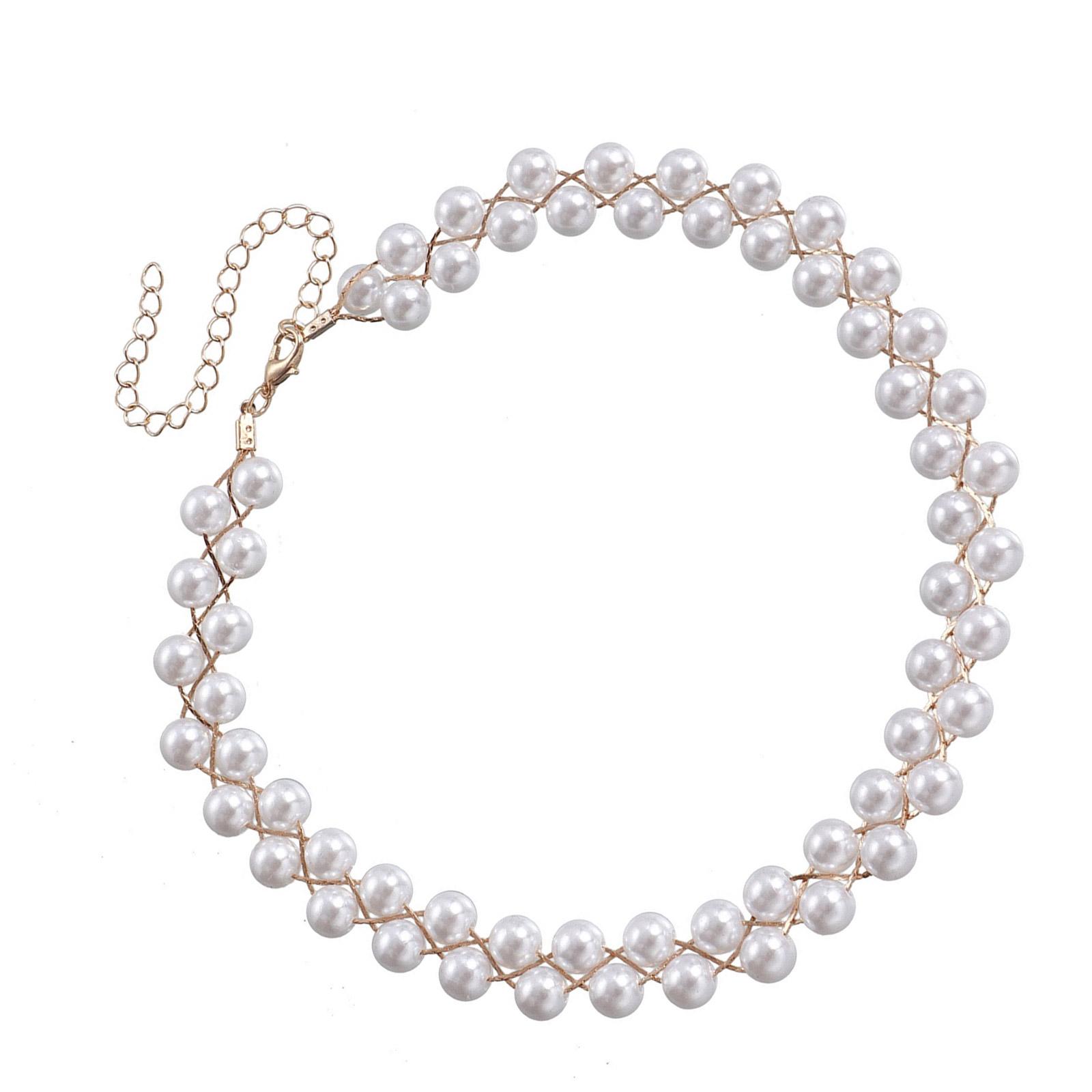 

Элегантное ожерелье из искусственного жемчуга для изысканных женщин, регулируемая длина, шейная цепочка, свадебное, короткое, цепочка для ключицы, ювелирное изделие белый