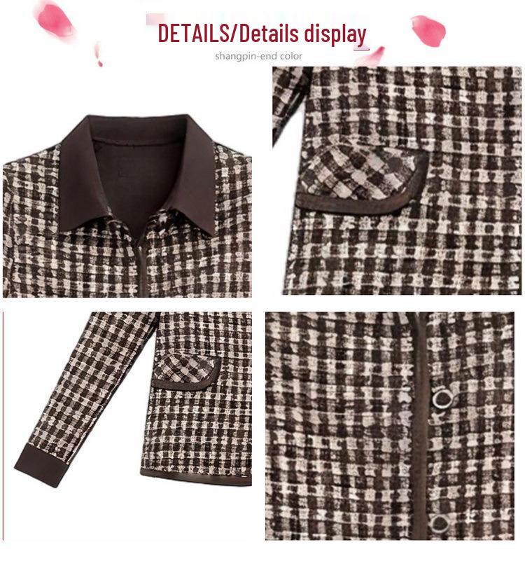 2025 Spring/Fall Women's Plaid Jacket - Casual Fashion for Middle-Aged & Elderly