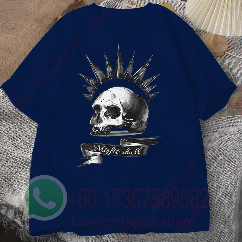 Misfit Skull TShirt Mens Tracksuit Cotton Shortsleeved Tops Crew Neck Pullover Casual Sportswear Harajuku Retro Streetwear