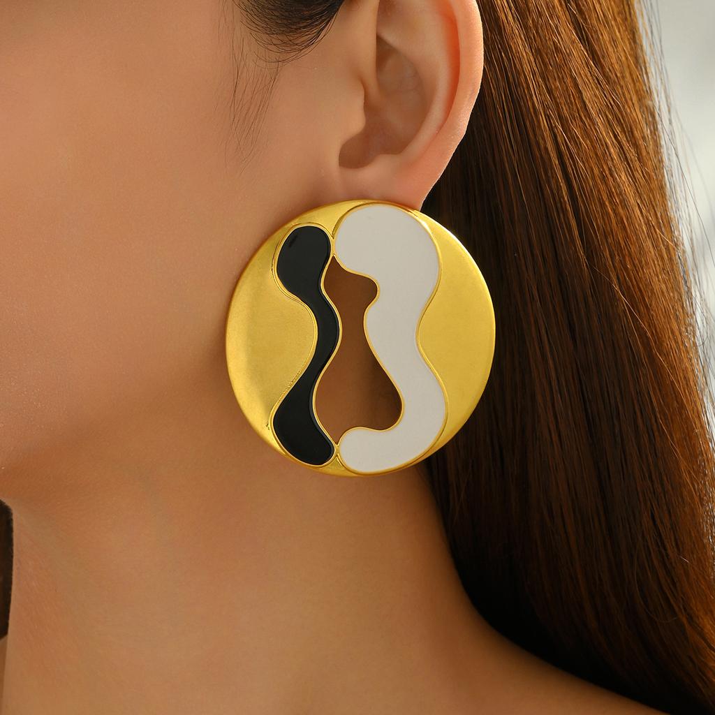 New European and American Style Women's Jewelry Geometric Drop Oil High-end Earrings for Women
