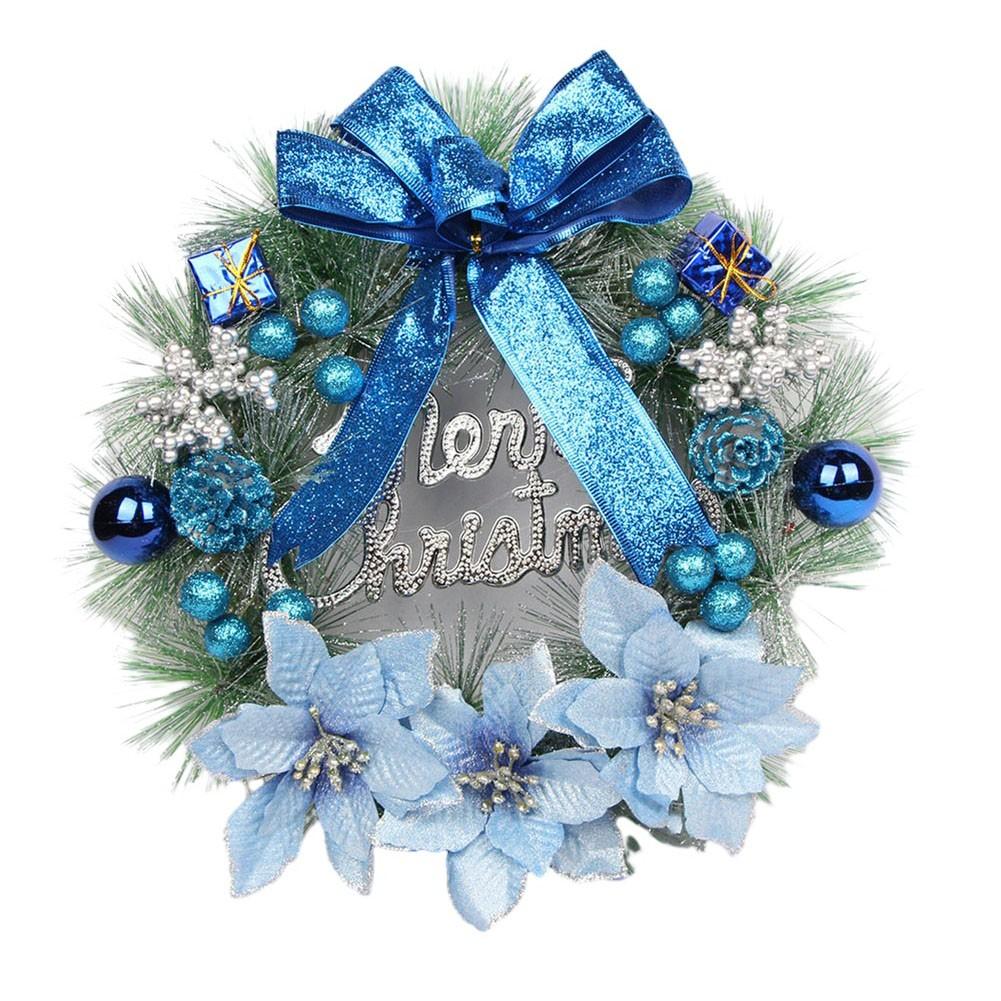

Christmas Wreaths 11.81 inch Front Door Decoration with Bow Christmas Decoration синий