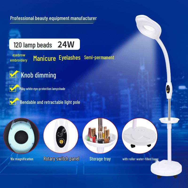 

Светодиодная лампа-лупа для салона красоты с холодным светом и функцией диммирования для нейл-арта, татуажа бровей и бестеневого освещения.