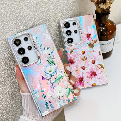 Case Trendy Bling Raser Flower Plating Phone Cover for Samsung Galaxy S24 S23 FE S22 Ultra A55 A35 A25 A15 A54 A14 A34