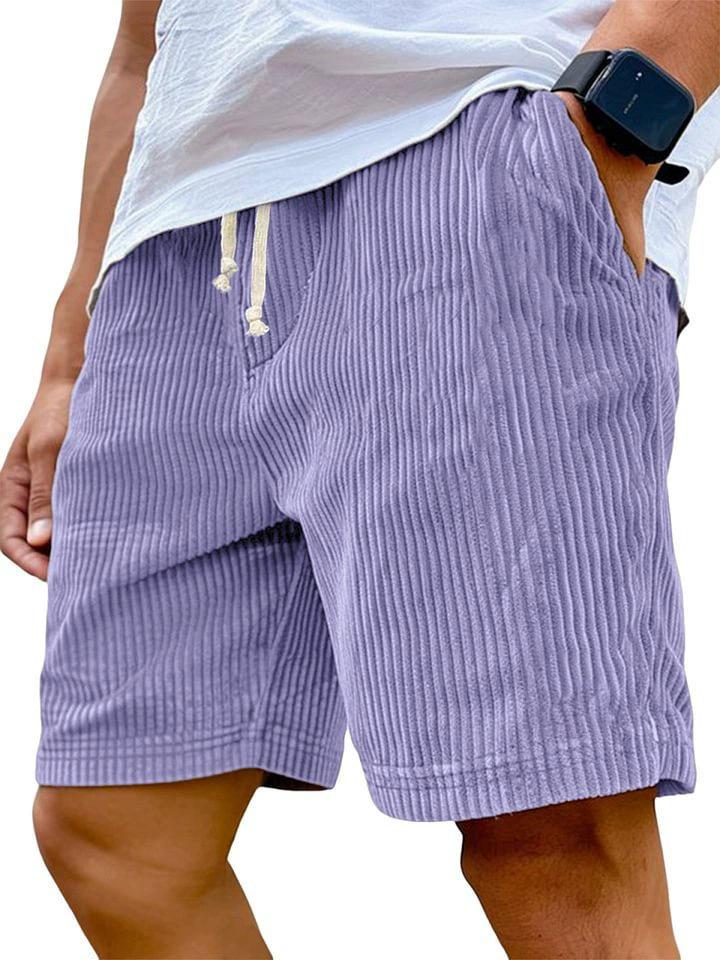 2025 Men's Retro Embroidered Logo Corduroy Drawstring Shorts