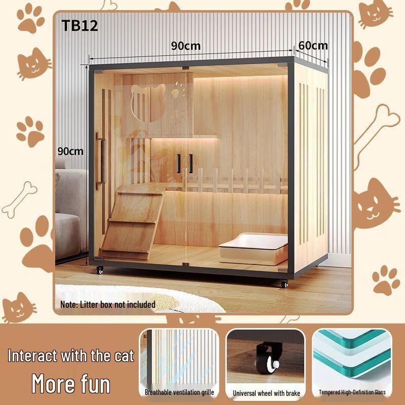 JINGRUIXIANG Wooden Indoor Cat House & Cage