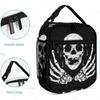 Pray Skull Pattern Lunch Box for Women Men, Reusable Insulated and Portable Lunch Bag with Side Pocket for Work Picnic Beach