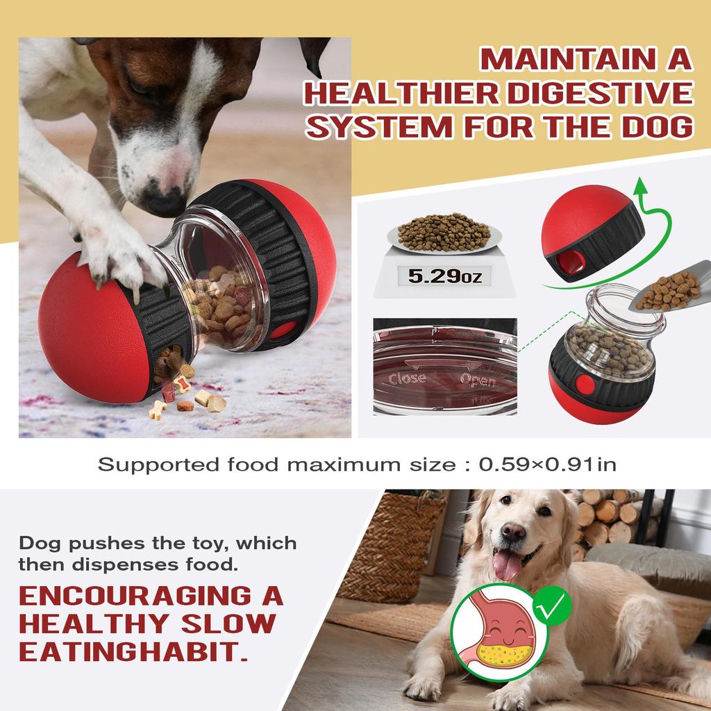 Interactive Slow Feed Dog Toy - Rolling Food Ball for Training