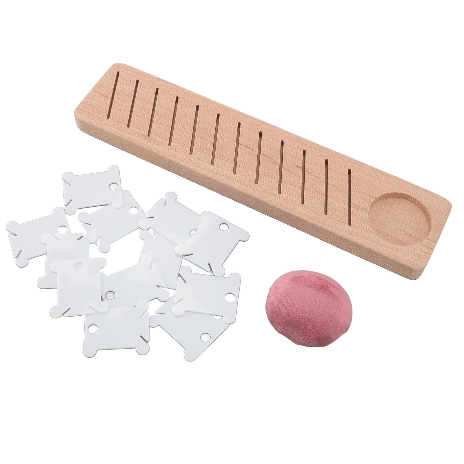 

Embroidery Floss Bobbin Rack with 12pcs Floss Bobbin Pin Holder 12 Positions DIY Wooden Floss