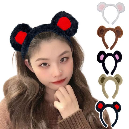 Serre-tête décoratif en peluche pour fille, oreilles d'ours, dessin animé, pour maquillage, lavage du visage, Halloween, cosplay
