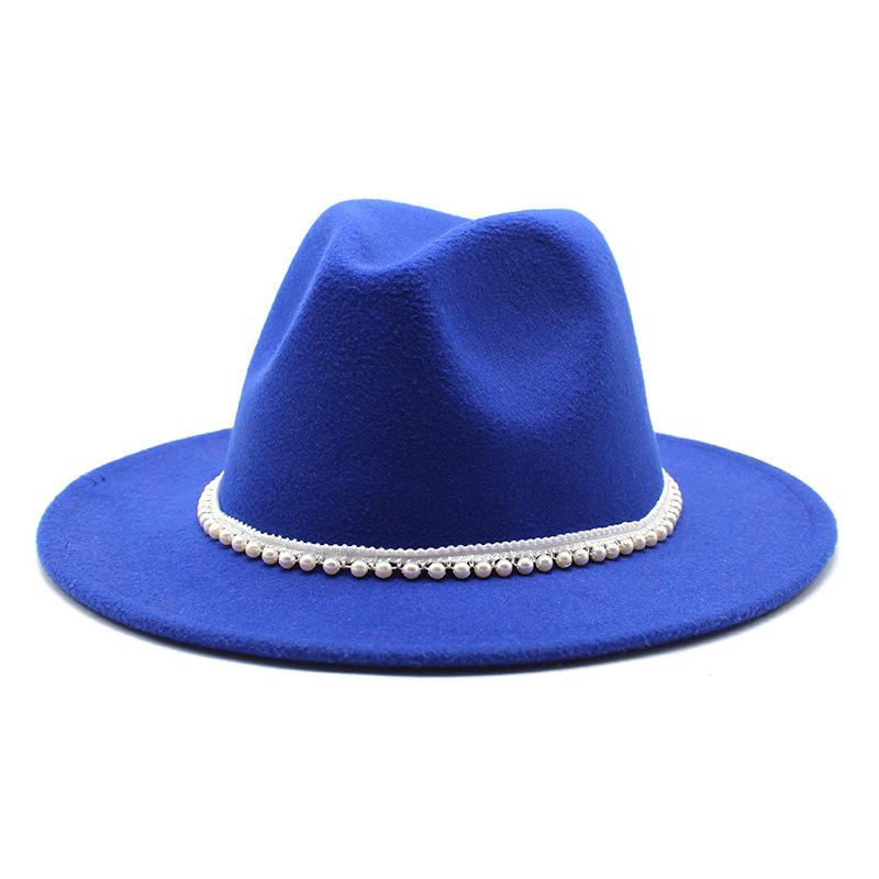 Autumn And Winter New Ribbon Hepburn Style Broad Brimmed Hat Fashion Flat Brim Top Hat Men And Women Woolen Fedora Hat