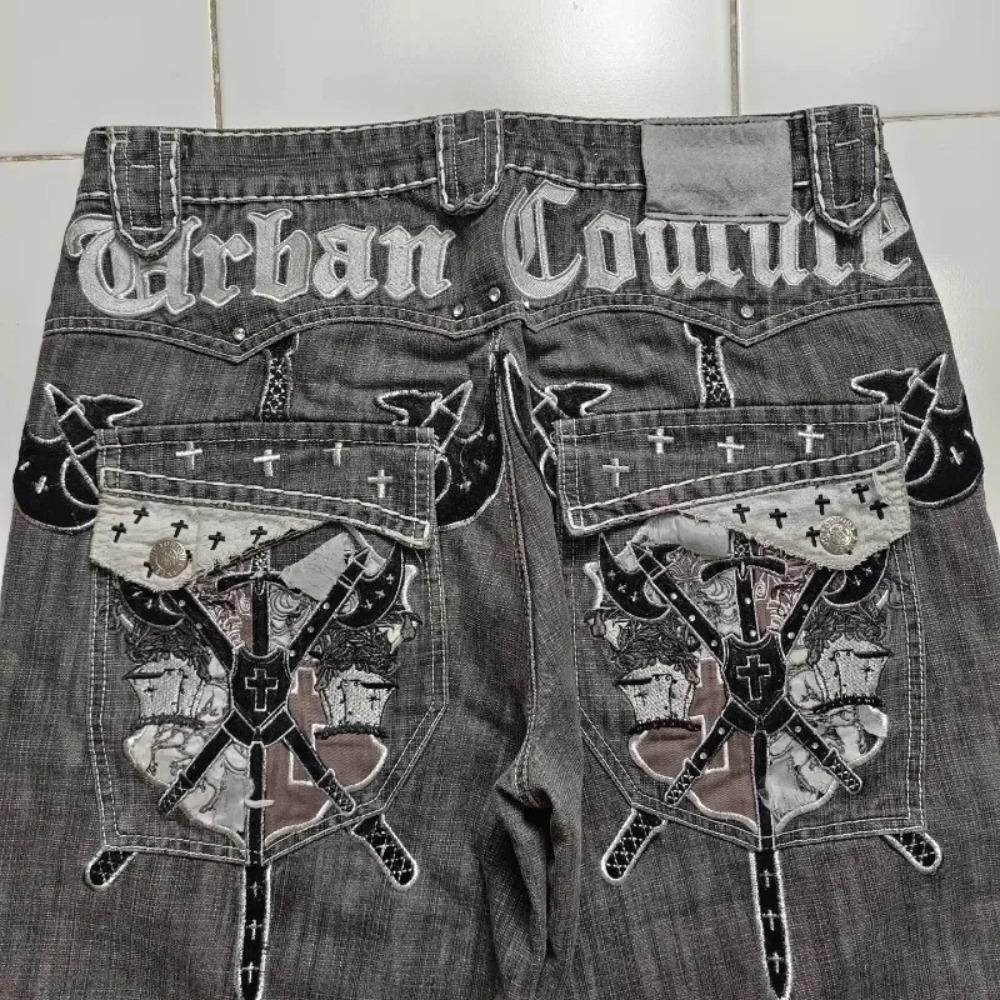 

Вуличні джинси Нова мода Великі джинсові шорти з вишивкою Чоловічі Y2K Harajuku Ретро Популярні повсякденні шорти з високою талією Шорти XXL