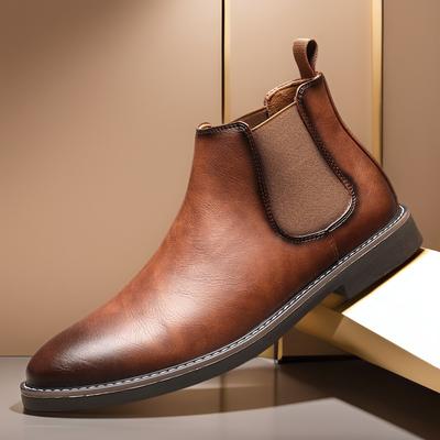 Herren Chelsea Boots Britischer Stil Business Lederstiefel Lässiger High Top Stiefel Pointe Stiefelette Luxus Kleiderstiefel für Herren