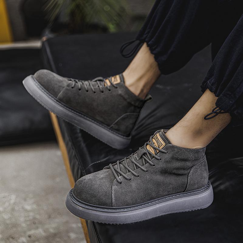 Fashion 2025 Designer Brand High Top Casual Shoes Winter Cotton Men's Business Short Boots Retro Brown Men's Leather Ankle Boots