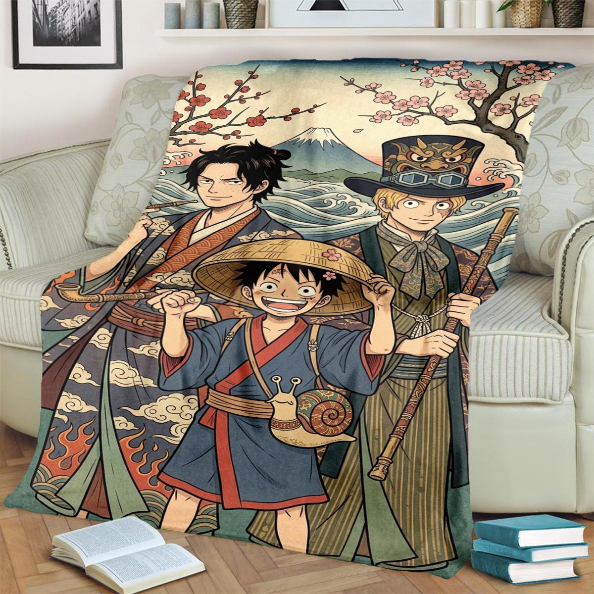 

ONE PIECE Flannel Blanket Comfortable for Bedroom, Sofa, Picnic, Travel and Camping 75x90cm