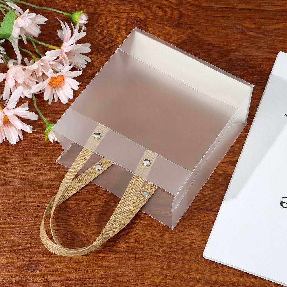 שקיות PP אטומות שקיות מתנה מפלסטיק עם ידיות עטיפת מתנות שקית אריזת פרחים אביזרי קישוט תיק טוטה שקוף איכותי