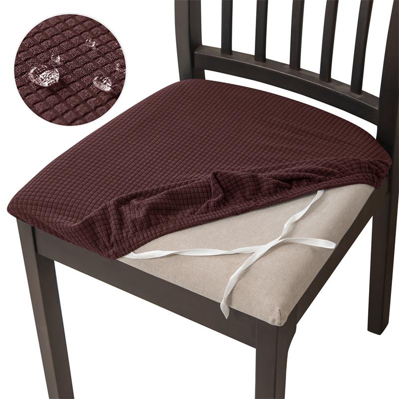 Jacquard Dining Chair Cushion Cover Solid Color Water Repellent Chair Slipcover Dustproof Anti-slip Seat Cover for Living Room
