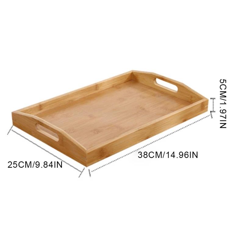 Wooden Serving Tray Rectangular Round Plate Tea Cup Saucer Tray Fruit Dessert Dinner Plate Food Storage Pallet Kitchen Tableware