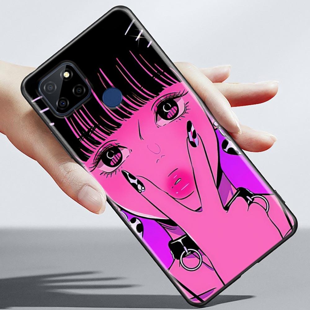 Super Cute Girl Anime Phone Case For OPPO Realme 5 6 7 7i 8 8i 9 9i V25 F9 F17 F19 5G 4G Pro Narzo Speed Black Soft Cover Fundas