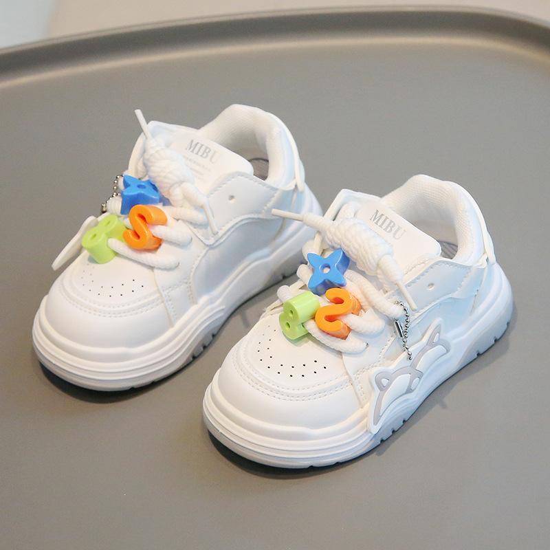 Children's Sports Shoes 2025 Spring and Autumn New Boys' Little White Shoes Cartoon Girls' Casual Board Shoes Soft-soled Baby Shoes