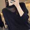 Women's Plus Size Lace Hollow Sweater - Versatile, Fashionable, Semi-High Collar Knitwear