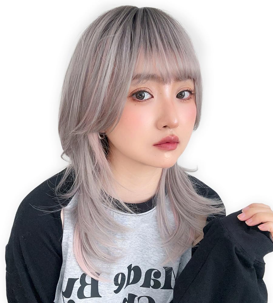 

Brightlara Natural Medium Wolf Hair Wig, Semi-Long Wolf Cut, Full Wig for Women, hf1888-RDP