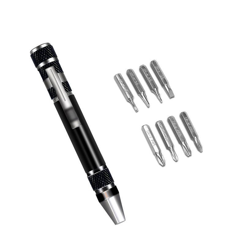 8-in-1 Screwdriver Aluminum Alloy Disassembly Pen Repair Screwdriver Phillips Flat Bit Screwdriver