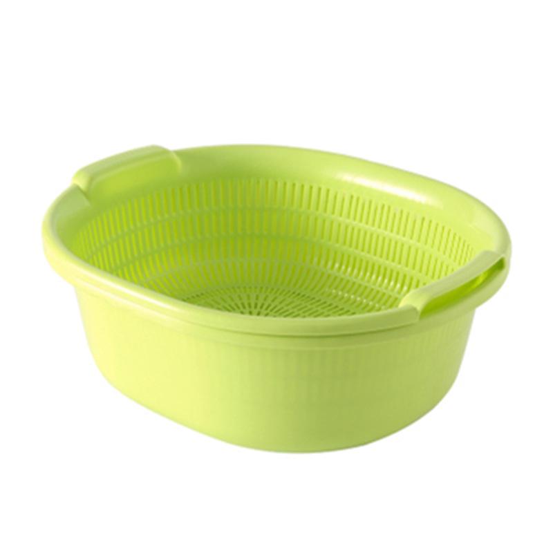 Large Double-Layer Vegetable & Rice Washing Basket Set - Multi-Use Kitchen Drainer